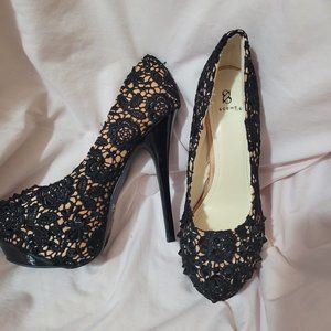 Posh black lace stilletos